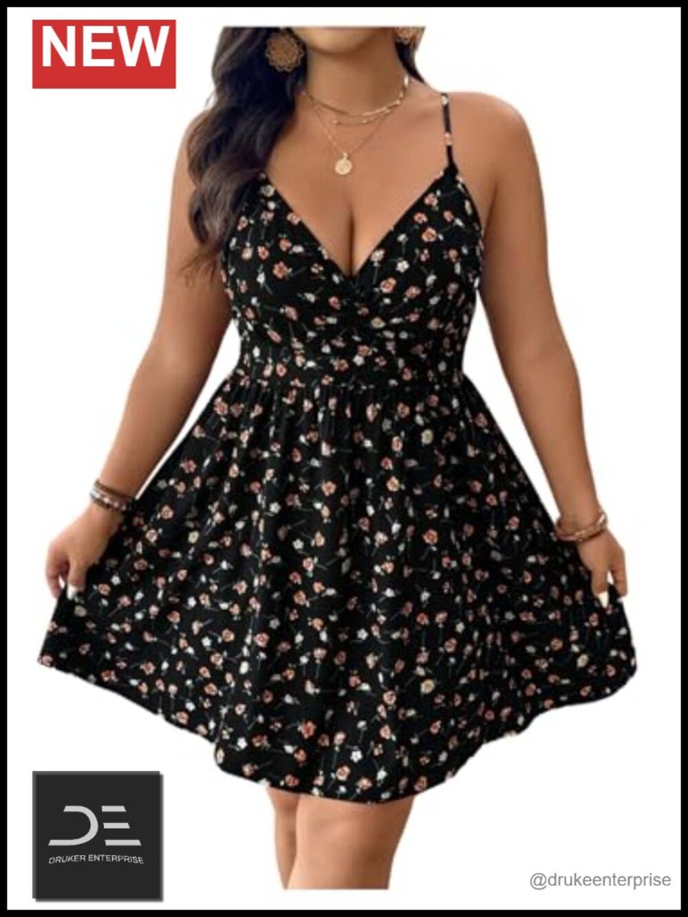Women's Plus Size Floral Print Boho Spaghetti Strap Wrap Dress